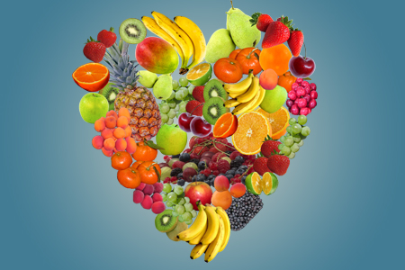 A heart made of fruit